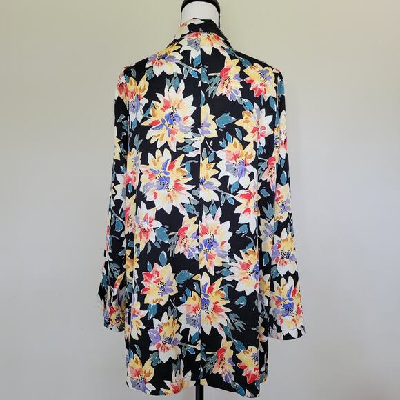 EUC Ava & Viv Size X (14) Open Belted Tie Wrap Jacket Pockets Collar Floral - Picture 8 of 16